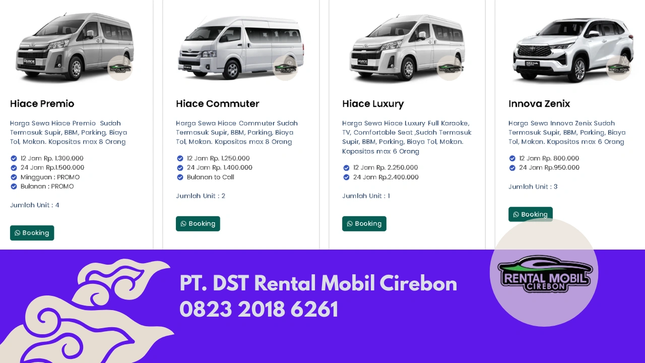 Pricelist sewa mobil harian cirebon