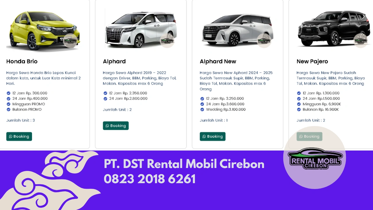 Pricelist sewa mobil harian di cirebon